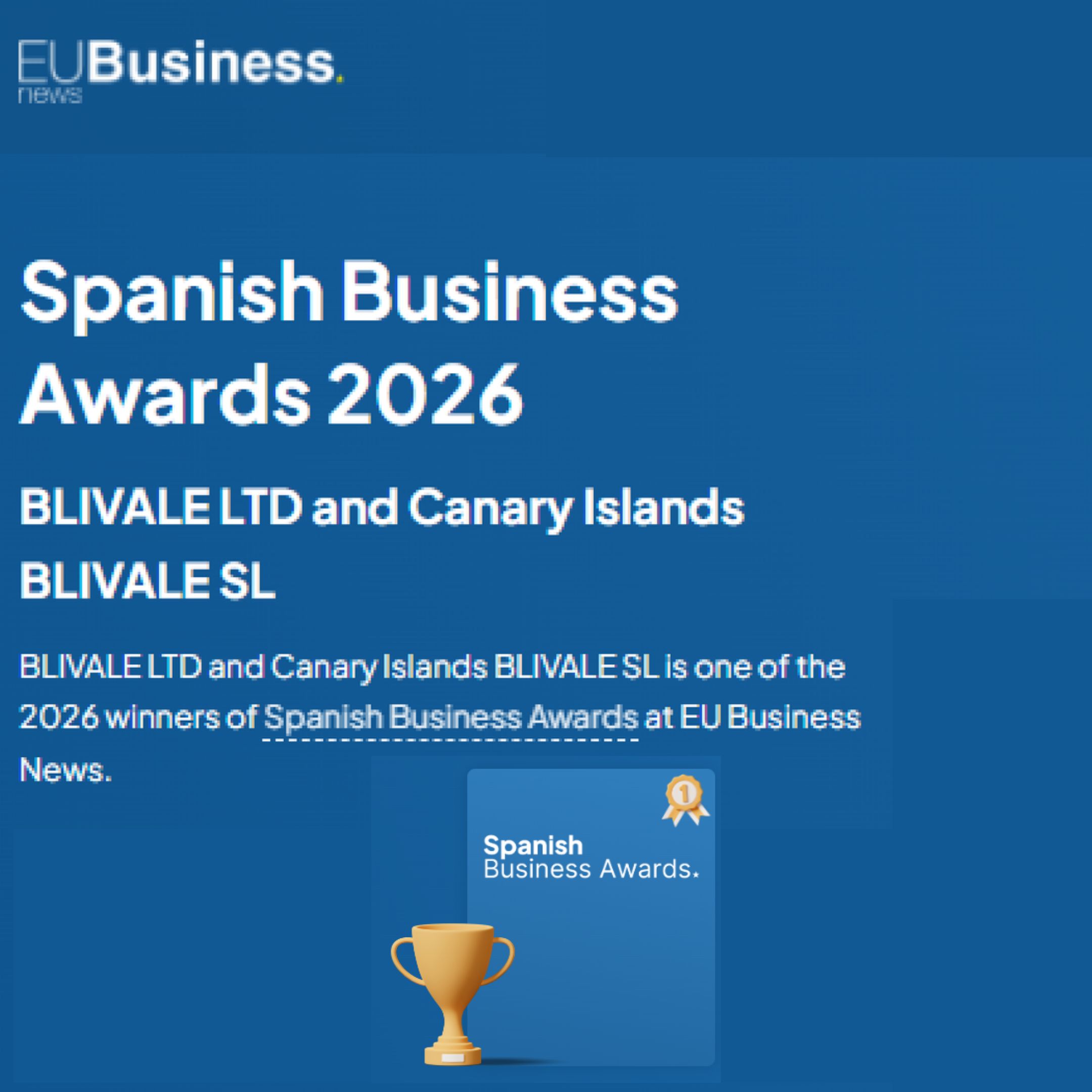 blivale_image_Spanish Business Awards 2026_800x800 A BLIVALE il riconoscimento come "Spanish Business Awards 2026 - Best Global eSIM & IoT Connectivity Provider 2026"